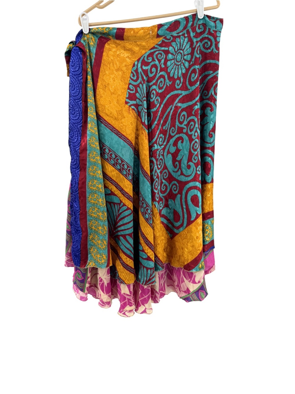 Darn Good Yarn Vibrant Multi-Color Boho Maxi wrap Skirt reversible 2-12 colorful